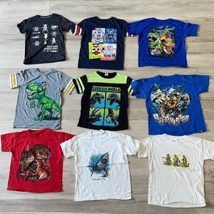 Size 7 Boys bundle of 9 Tee shirts mixed brands short sleeve graffic t-shirts